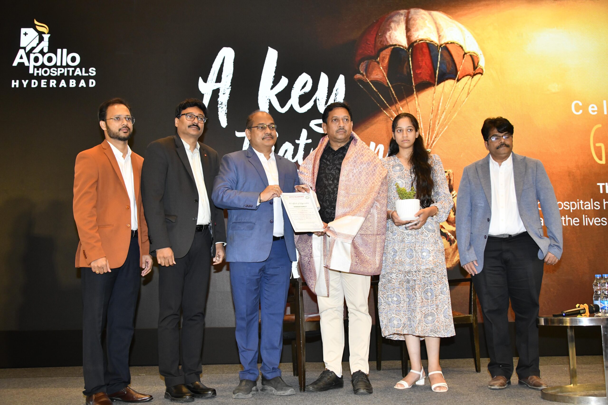 Apollo Hospitals Hyderabad marked World Transplant Day with a respectful event titled “A Key That Opens New Hope – Celebrating the Gift of Life” at Hotel Park Hyatt, Banjara Hills, honouring organ donors and survivors,