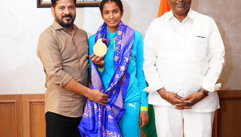 Telangana Chief Minister A. Revanth Reddy on Saturday congratulated Pravallika Narimalla, a student of a Gurukul Degree College under the Telangana Social Welfare Residential Educational Institutions Society (TGSWREIS), for winning the gold medal in the women's 4×400 metres relay at the first Asian Under-23 Athletics Championships 2026 held in Ordos, China.The Chief Minister lauded Pravallika's outstanding achievement, describing it as a matter of pride for both Telangana and the nation. Minister Adluri Lakshman Kumar, along with senior officials, met the Chief Minister at the MCRHRD Bodhi Pavilion and briefed him on the athlete's success.Revanth Reddy wished Pravallika continued success in her future competitions and said her accomplishment would inspire young sportspersons across the State.